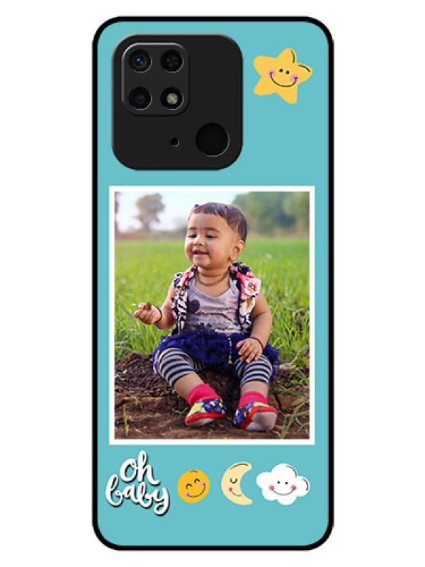 Custom Redmi 10 Personalized Glass Phone Case - Smiley Kids Stars Design