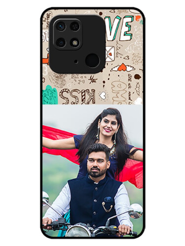 Custom Redmi 10 Custom Glass Phone Case - Love Doodle Pattern