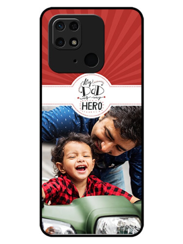 Custom Redmi 10 Photo Printing on Glass Case - My Dad Hero Design
