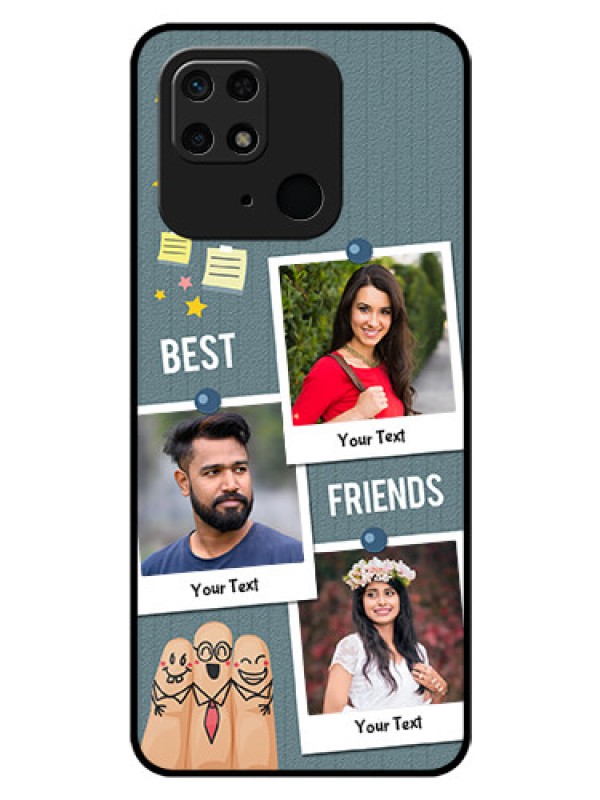 Custom Redmi 10 Personalized Glass Phone Case - Sticky Frames and Friendship Design