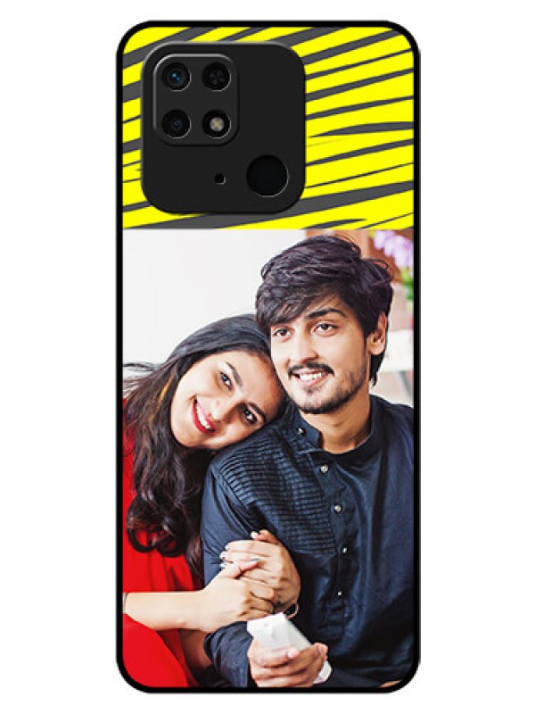 Custom Redmi 10 Photo Printing on Glass Case - Yellow Abstract Design