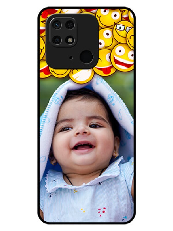 Custom Redmi 10 Custom Glass Mobile Case - with Smiley Emoji Design