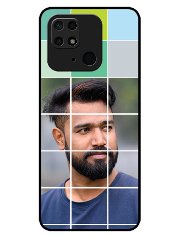 Custom Redmi 10 Photo Printing on Glass Case - with white box pattern
