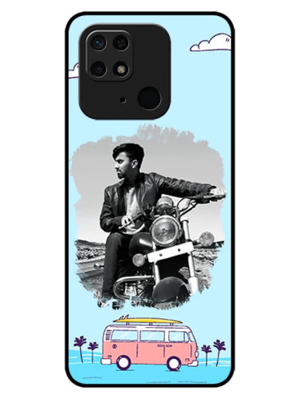 Custom Redmi 10 Photo Printing on Glass Case - Travel & Adventure Design