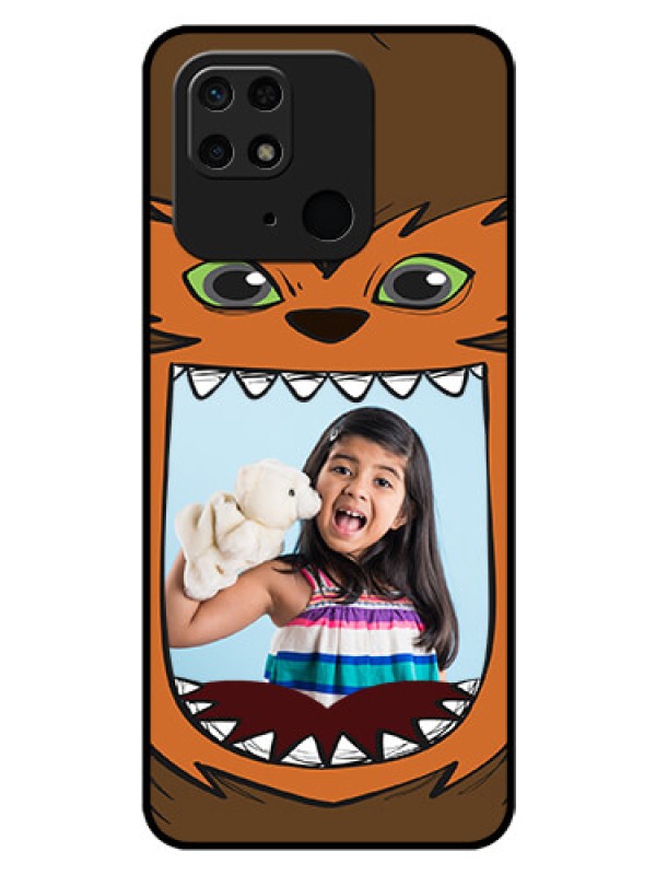 Custom Redmi 10 Photo Printing on Glass Case - Owl Monster Back Case Design