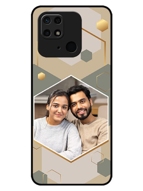 Custom Xiaomi Redmi 10 Photo Printing on Glass Case - Stylish Hexagon Pattern Design