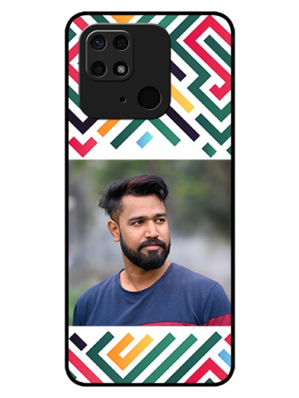 Custom Xiaomi Redmi 10 Personalized Glass Phone Case - Colorful Maze Pattern Design