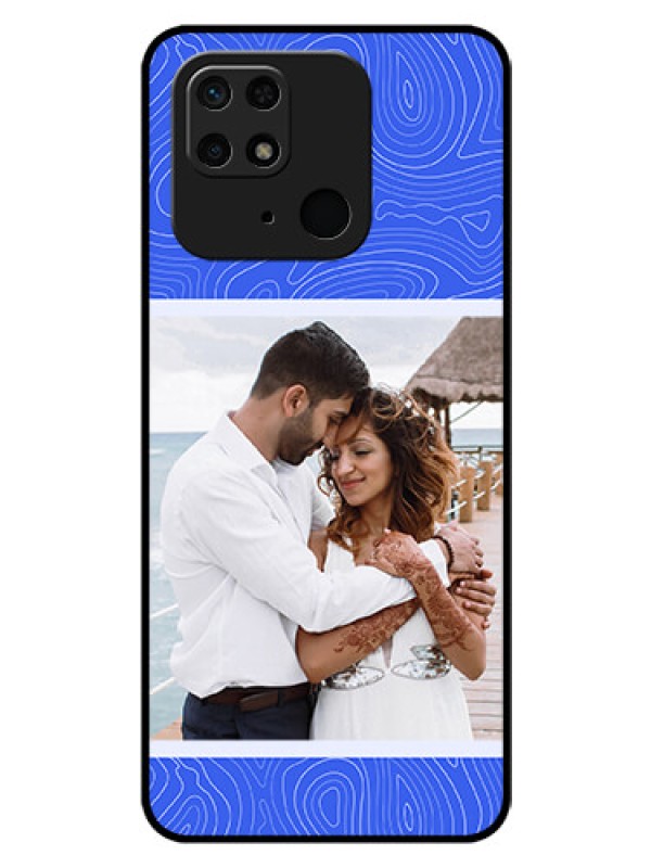 Custom Xiaomi Redmi 10 Custom Glass Mobile Case - Curved line art with blue and white Design