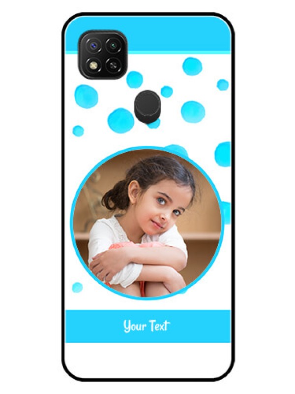 Custom Xiaomi Redmi 10A Sport Photo Printing on Glass Case - Blue Bubbles Pattern Design