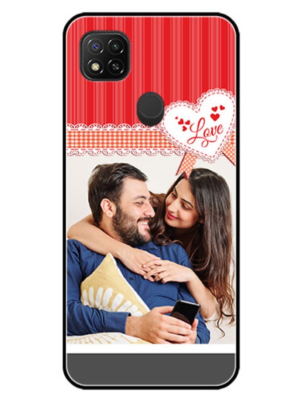 Custom Xiaomi Redmi 10A Sport Custom Glass Mobile Case - Red Love Pattern Design
