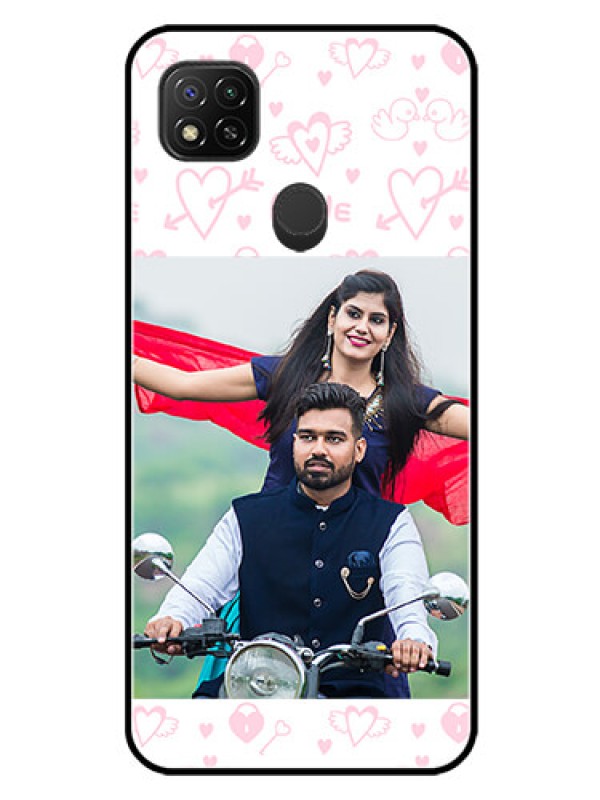 Custom Xiaomi Redmi 10A Sport Custom Glass Mobile Case - Pink Flying Heart Design