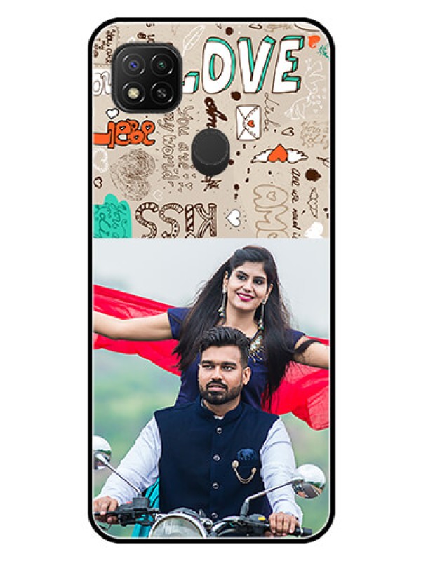 Custom Xiaomi Redmi 10A Sport Custom Glass Phone Case - Love Doodle Pattern