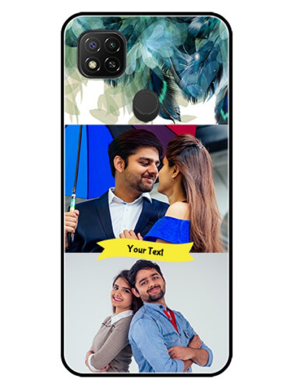 Custom Xiaomi Redmi 10A Sport Personalized Glass Phone Case - Image with Boho Peacock Feather Design