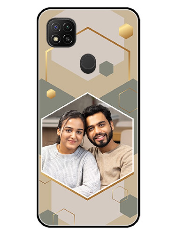 Custom Xiaomi Redmi 10A Sport Photo Printing on Glass Case - Stylish Hexagon Pattern Design
