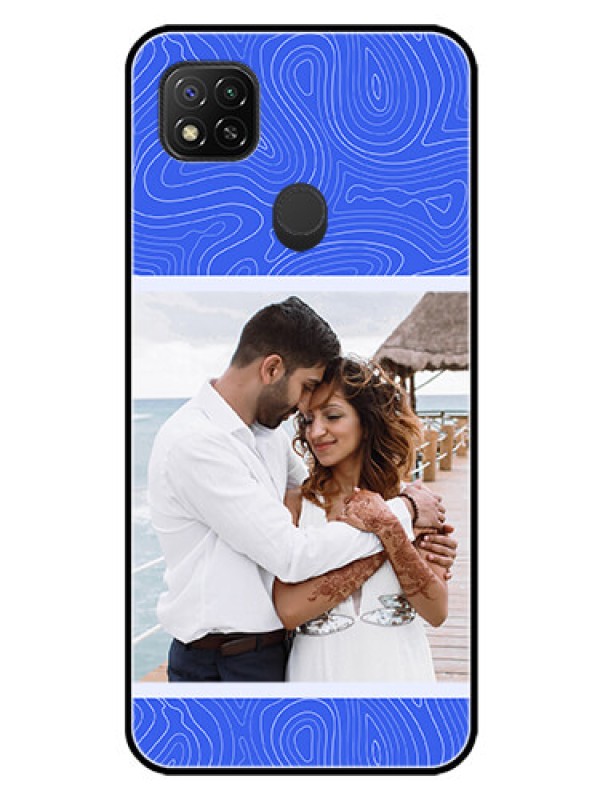Custom Xiaomi Redmi 10A Sport Custom Glass Mobile Case - Curved line art with blue and white Design
