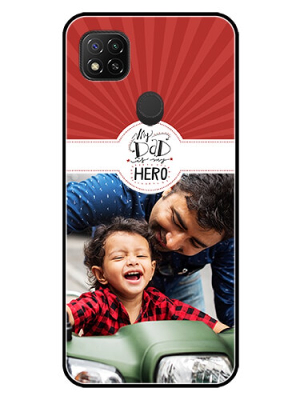 Custom Xiaomi Redmi 10A Photo Printing on Glass Case - My Dad Hero Design