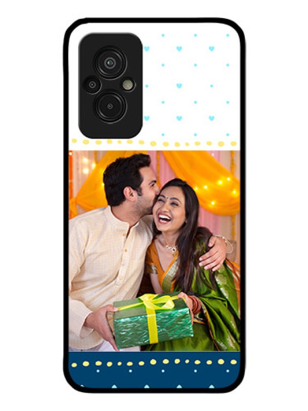 Custom Xiaomi Redmi 11 Prime 4G Personalized Glass Phone Case - White and Blue Abstract Design