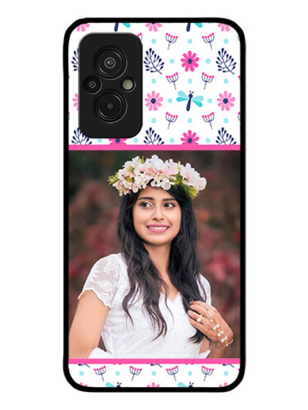 Custom Xiaomi Redmi 11 Prime 4G Photo Printing on Glass Case - Colorful Flower Design