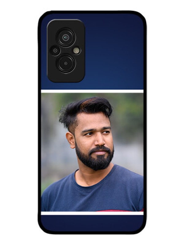 Custom Xiaomi Redmi 11 Prime 4G Personalized Glass Phone Case - Simple Royal Blue Design