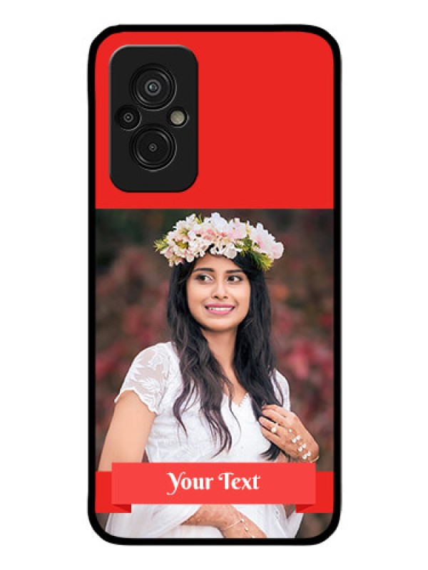 Custom Xiaomi Redmi 11 Prime 4G Custom Glass Phone Case - Simple Red Color Design