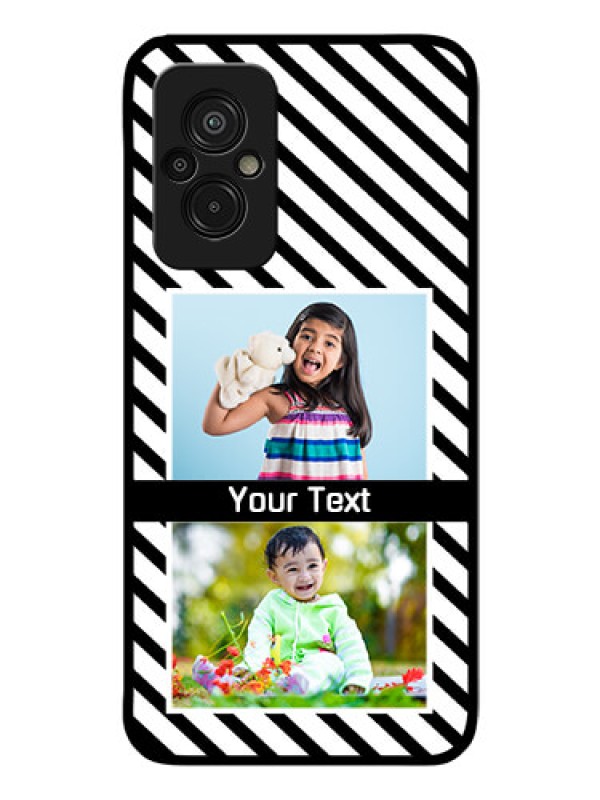 Custom Xiaomi Redmi 11 Prime 4G Photo Printing on Glass Case - Black And White Stripes Design