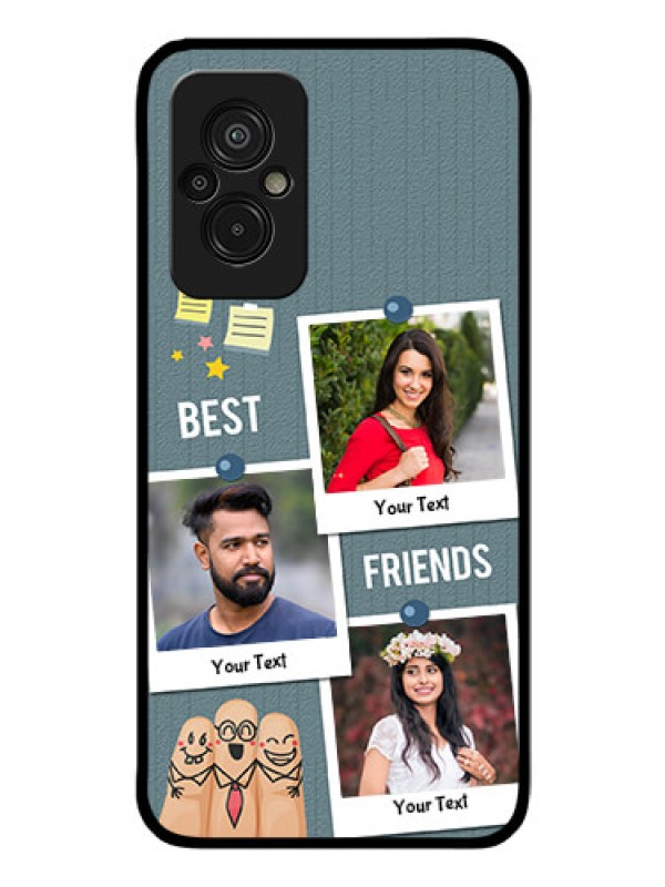 Custom Xiaomi Redmi 11 Prime 4G Personalized Glass Phone Case - Sticky Frames and Friendship Design