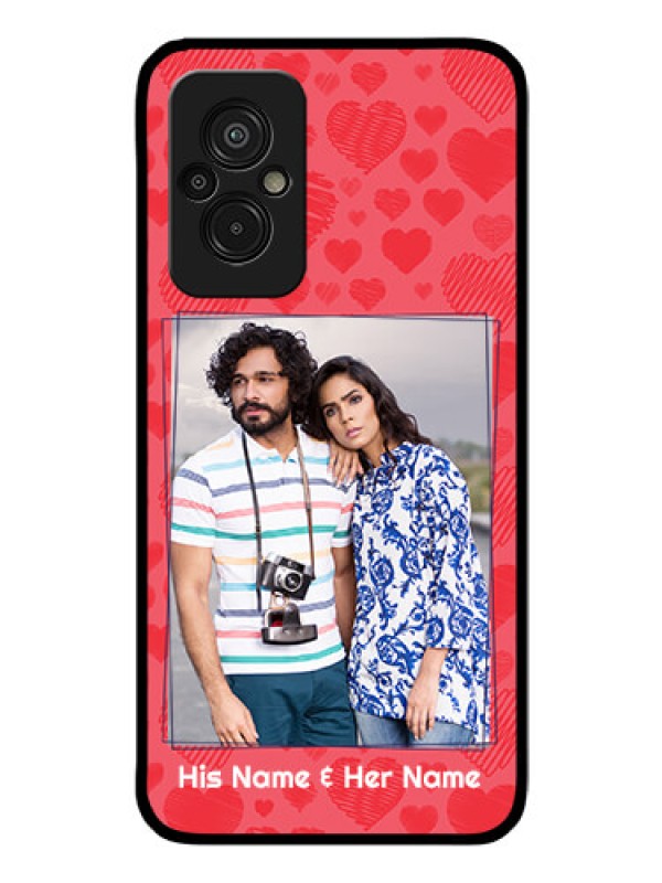 Custom Xiaomi Redmi 11 Prime 4G Photo Printing on Glass Case - with Red Heart Symbols Design