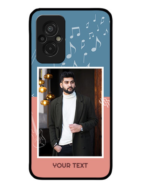 Custom Xiaomi Redmi 11 Prime 4G Photo Printing on Glass Case - with Color Musical Note Design