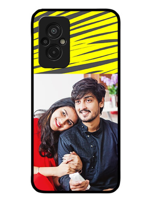 Custom Xiaomi Redmi 11 Prime 4G Photo Printing on Glass Case - Yellow Abstract Design