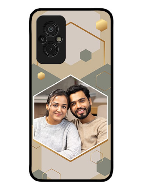 Custom Xiaomi Redmi 11 Prime 4G Photo Printing on Glass Case - Stylish Hexagon Pattern Design