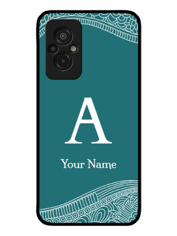 Custom Xiaomi Redmi 11 Prime 4G Personalized Glass Phone Case - line art pattern with custom name Design