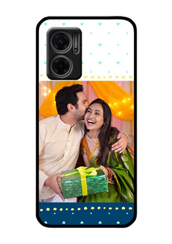 Xiaomi Redmi 11 Prime 5G Personalized Glass Phone Case - White and Blue Abstract Design