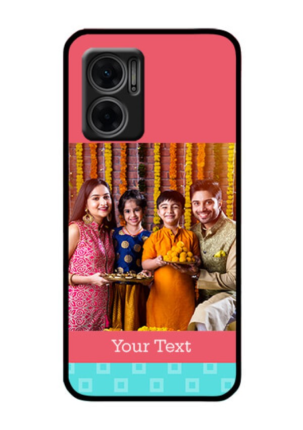Xiaomi Redmi 11 Prime 5G Personalized Glass Phone Case - Peach & Blue Color Design