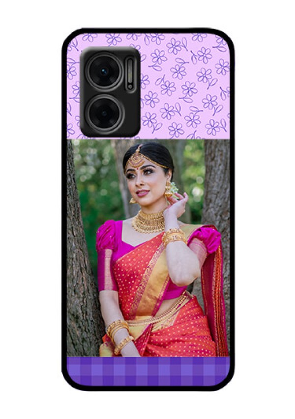 Xiaomi Redmi 11 Prime 5G Custom Glass Phone Case - Purple Floral Design