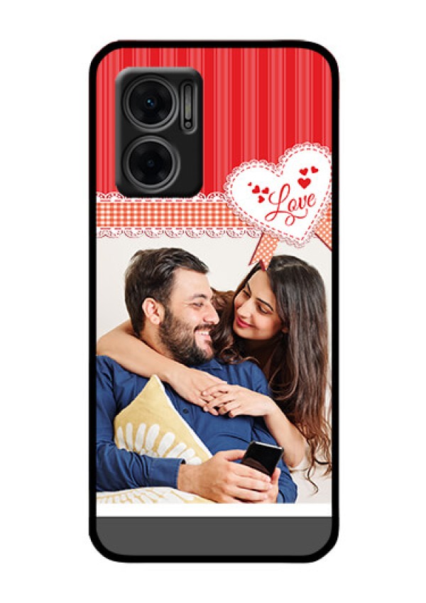 Xiaomi Redmi 11 Prime 5G Custom Glass Mobile Case - Red Love Pattern Design