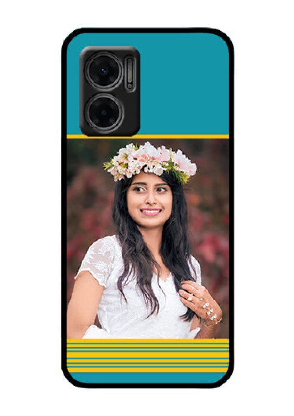 Xiaomi Redmi 11 Prime 5G Custom Glass Phone Case - Yellow & Blue Design