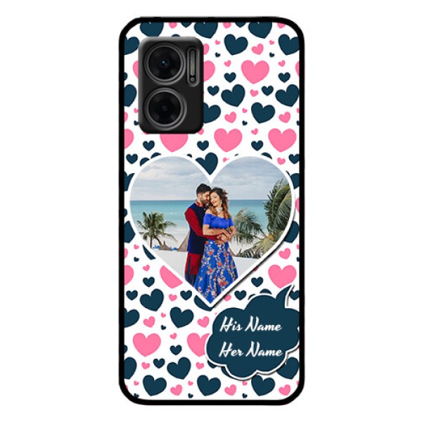 Xiaomi Redmi 11 Prime 5G Custom Glass Phone Case - Pink & Blue Heart Design