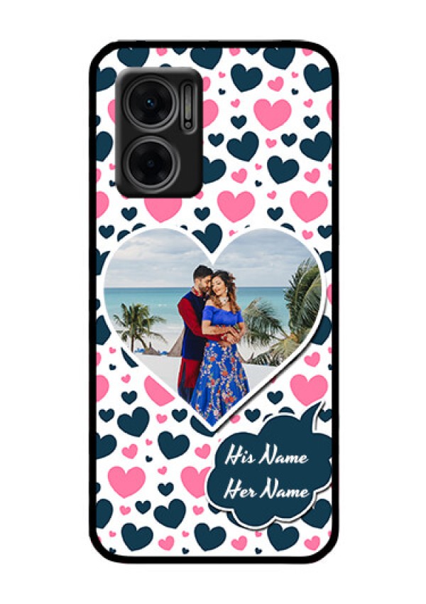 Xiaomi Redmi 11 Prime 5G Custom Glass Phone Case - Pink & Blue Heart Design