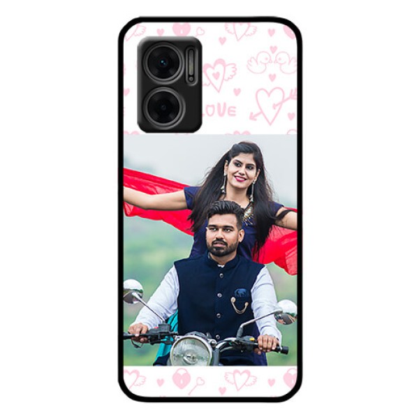 Xiaomi Redmi 11 Prime 5G Custom Glass Mobile Case - Pink Flying Heart Design