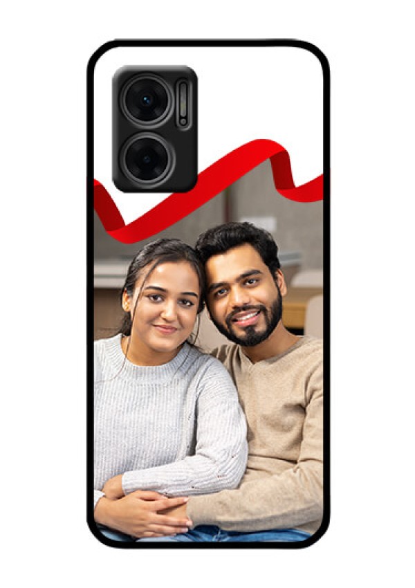 Xiaomi Redmi 11 Prime 5G Photo Printing on Glass Case - Red Ribbon Frame Design