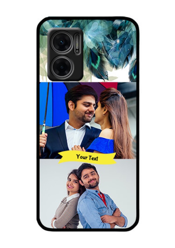 Xiaomi Redmi 11 Prime 5G Personalized Glass Phone Case - Image with Boho Peacock Feather Design