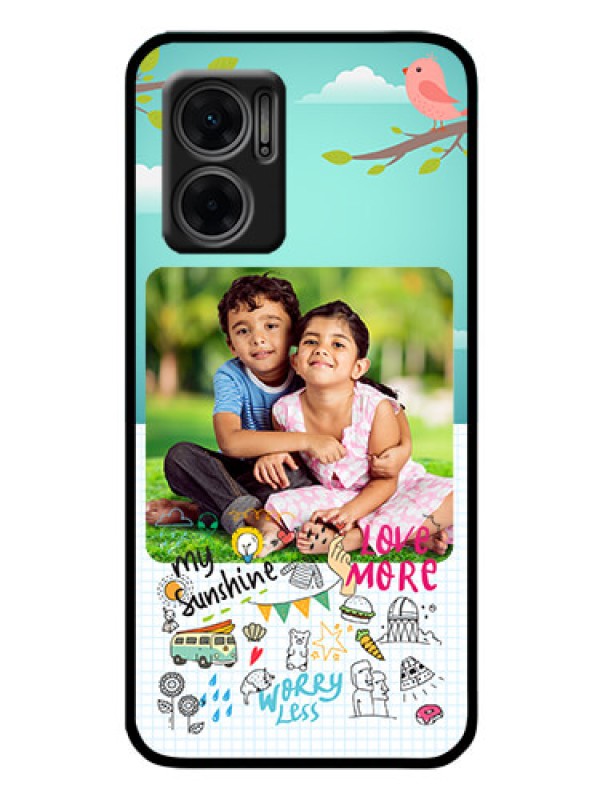 Custom Xiaomi Redmi 11 Prime 5G Photo Printing on Glass Case - Doodle love Design