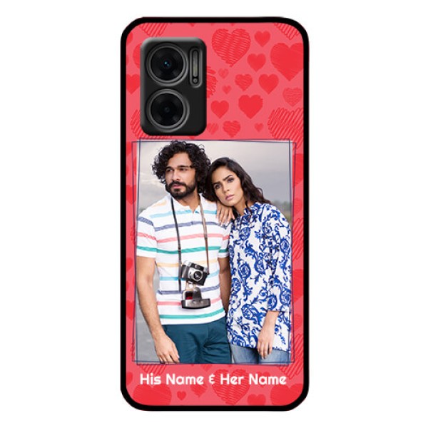 Xiaomi Redmi 11 Prime 5G Photo Printing on Glass Case - with Red Heart Symbols Design Xiaomi Redmi 11 Prime 5G Photo Printing on Glass Case - with Red Heart Symbols Design