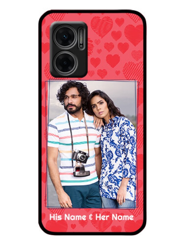 Custom Xiaomi Redmi 11 Prime 5G Photo Printing on Glass Case - with Red Heart Symbols Design