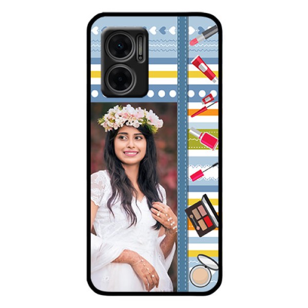 Xiaomi Redmi 11 Prime 5G Personalized Glass Phone Case - Makeup Icons Design
