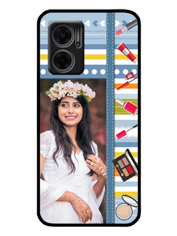Custom Xiaomi Redmi 11 Prime 5G Personalized Glass Phone Case - Makeup Icons Design