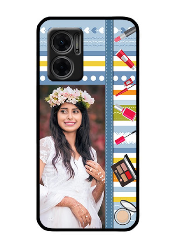 Xiaomi Redmi 11 Prime 5G Personalized Glass Phone Case - Makeup Icons Design