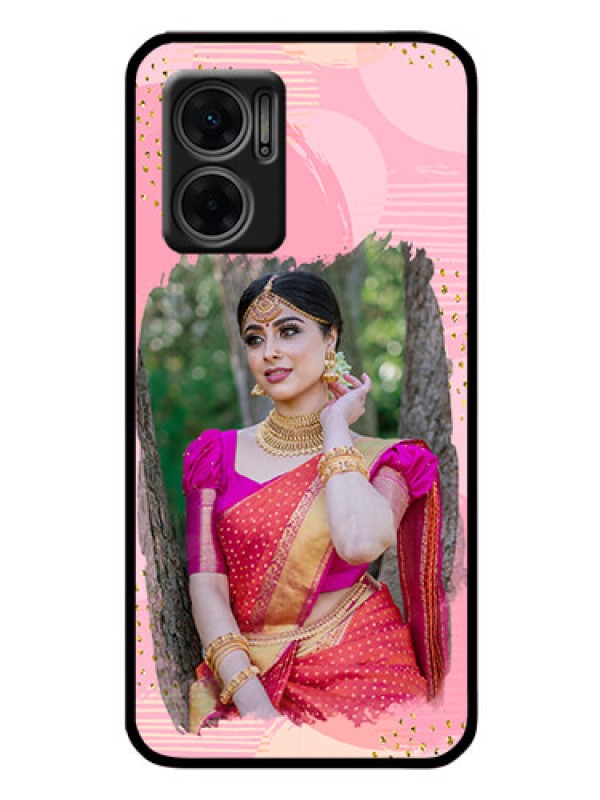 Custom Xiaomi Redmi 11 Prime 5G Personalized Glass Phone Case - Gold Glitter Splash Design