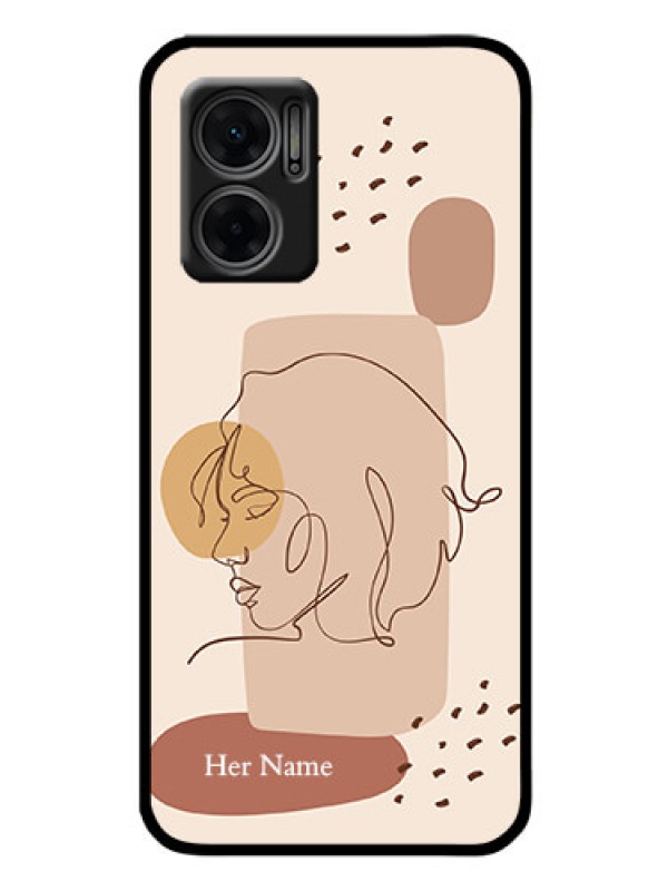 Custom Xiaomi Redmi 11 Prime 5G Photo Printing on Glass Case - Calm Woman line art Design