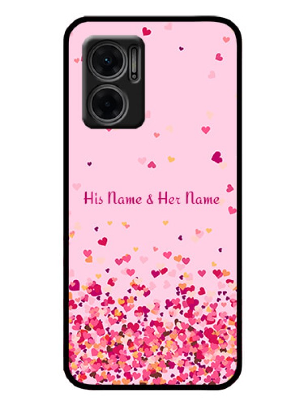 Custom Xiaomi Redmi 11 Prime 5G Photo Printing on Glass Case - Floating Hearts Design